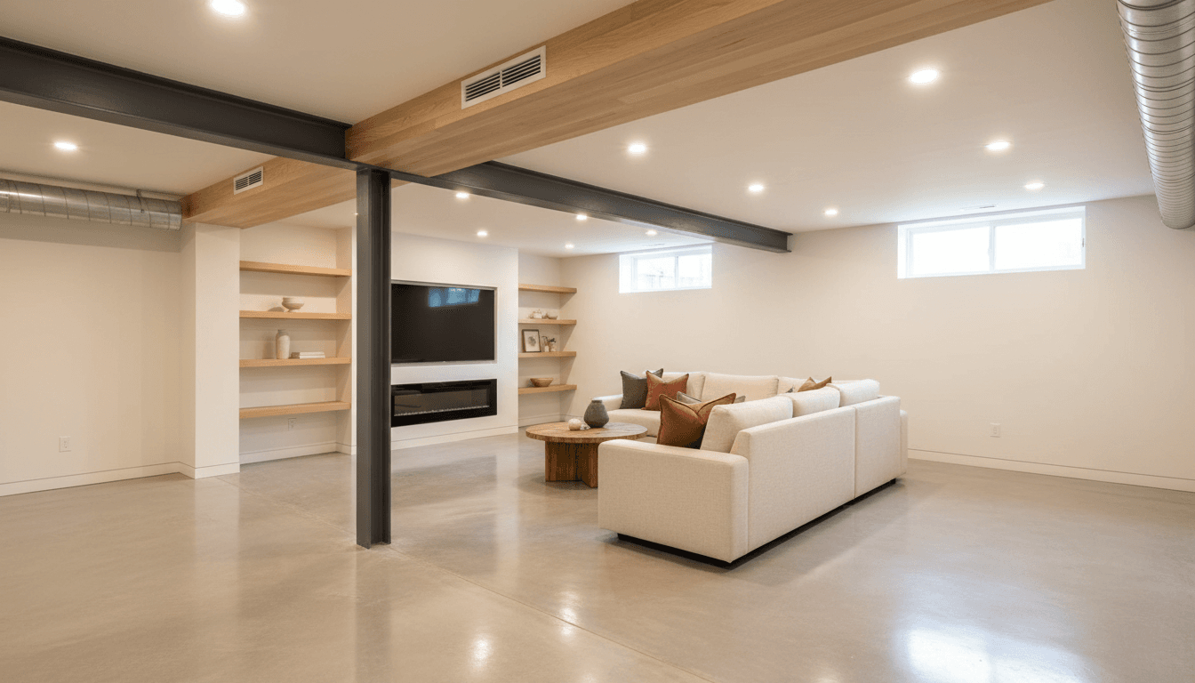 Professional basement legalization with finished walls and proper lighting